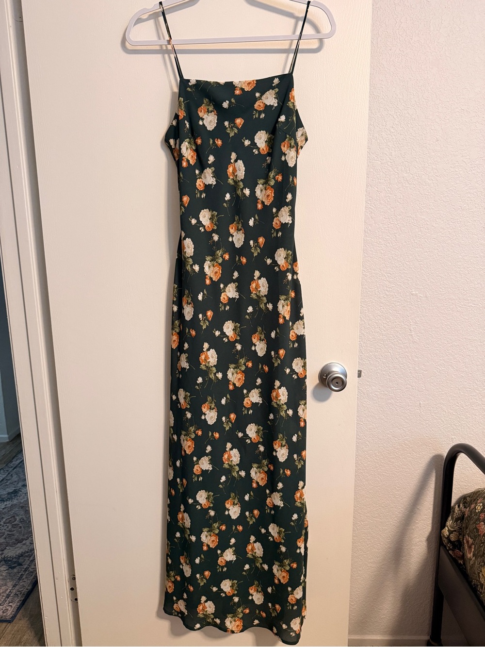 Workshop Republic Clothing Dark Green Floral Maxi Slip Dress